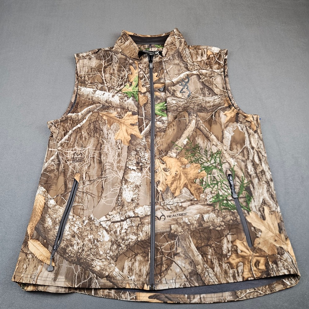 Browning Speed Realtree Edge Camo Hunting Vest Mens 2XL Full Zip Lightweight